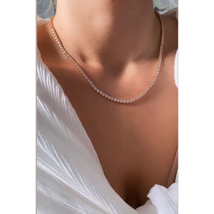 3mm Su Yolu Zirkon Taşlı Kolye