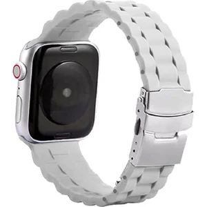 Nezih Case Apple Watch Seri 2/3/4/5/6/7/8/se 42MM 44MM 45MM Uyumlu Metal Klipsli Bakla Tasarım Silikon Kordon