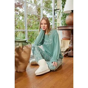 Kadın Termal Pijama Takımı Yeşil Renk