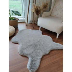 Saraz Halı Dekoratif Tavşan Tüyü Post Peluş Kaymaz Ekstra Yumuşak Puffy Peluş Gri