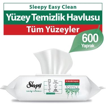 Sleepy Easy Clean Beyaz Sabun Katkılı Yüzey Temizlik Havlusu 6x100 (600