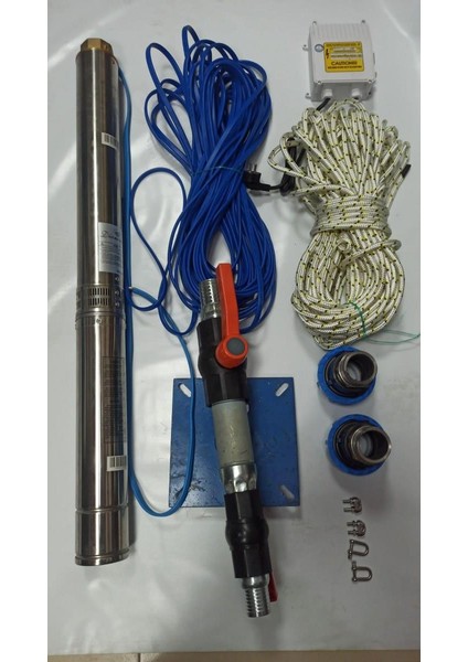 4sdm6/20 3 Hp Alarko 45 Mt Yassı Kablolu Ve Panolu 90 Mt Halatlı Çift Vanalı Akıtma Başlıklı Monofaze Takım Dalgıç Pompa
