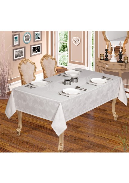 Aslı Lüx Jakar Polycotton Kumaş Gri Masa Örtüsü Dikdörtgen 160x220 cm - 1051