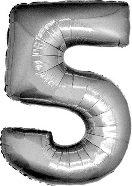 Gümüş Folyo Balon 40" Inç 100 cm 5 Rakamı