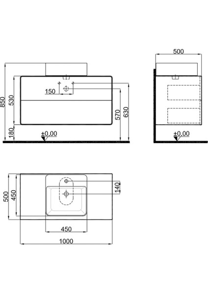 Edge 100CM Set Antrasıt / Vızon (Lavabo Harıç)