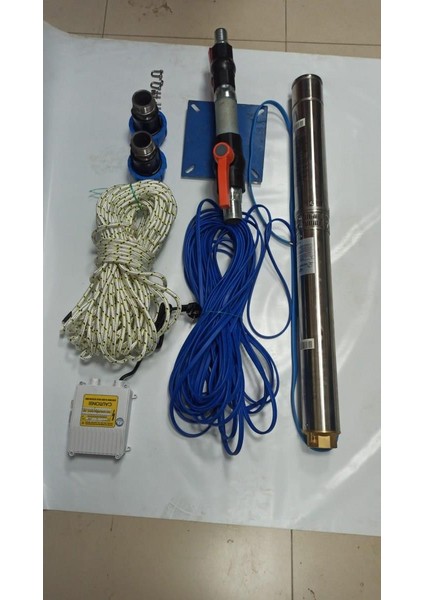 4sdm6/20 3 Hp Alarko 45 Mt Yassı Kablolu Ve Panolu 90 Mt Halatlı Çift Vanalı Akıtma Başlıklı Monofaze Takım Dalgıç Pompa