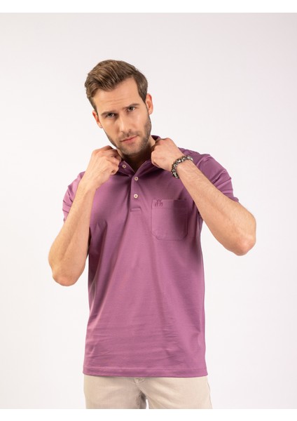 Erkek Regular Fıt Polo Yaka Tişört-Gül Kurusu