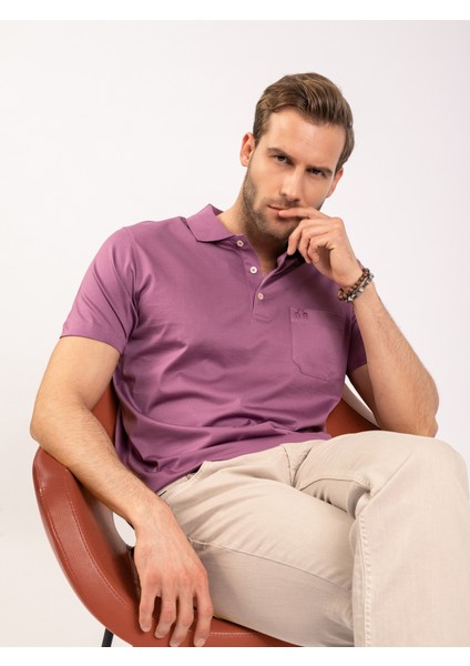 Erkek Regular Fıt Polo Yaka Tişört-Gül Kurusu fiyatları