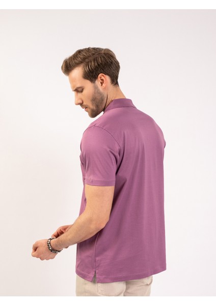 Erkek Regular Fıt Polo Yaka Tişört-Gül Kurusu modelleri