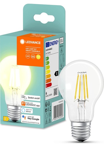 Ledvance LED Filamant Lamba, 7 W, 806 Lümen, Bluetooth Kontrol