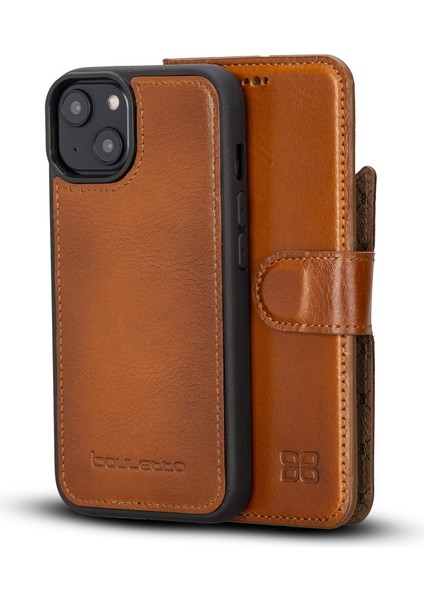 Apple iPhone 14 Uyumlu Deri Cüzdanlı Kılıf Mwwn RST2EF Taba