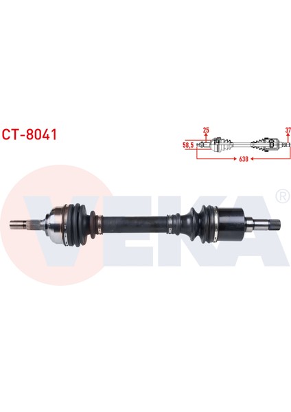 Komple Aks Sol Ön Cıtroen C5 I (Dc) 2.0 Hdı M-T Uzunluk 638MM 2001-2004