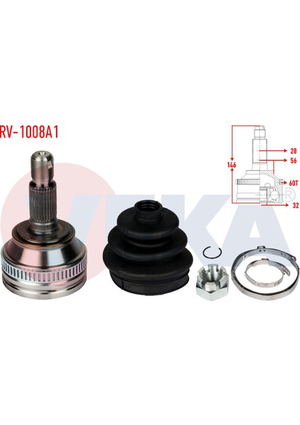 Aks Kafası Sol-Sağ Ön Dıs Land Rover Freelander (Ln) 1.8 16V Abslı 60 Dıs 28X32X55,7 Uzunluk 146,5 mm 1998-2007