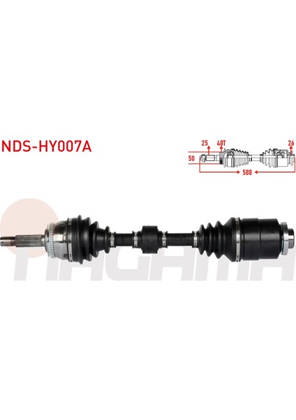 Komple Aks Sag Ön Abslı 48 Dıs Uzunluk 588MM Hyundaı Accent Era 1.5 Crdı 2006-2012