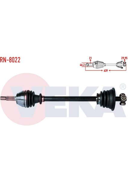 Komple Aks Sol Ön Renault R19 1.4 Uzunluk 641,2MM 1988-2001