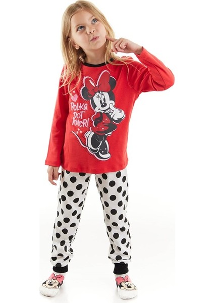 Lisanslı Kız Çocuk Puantiyeli Pijama Takım 20242