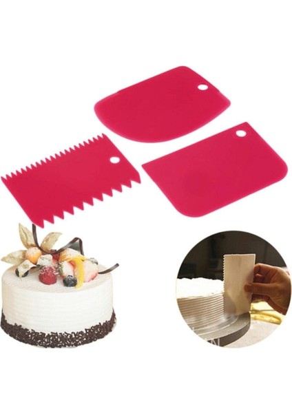 3'lü Hamur Kesici Kazıyıcı Spatula Şekillendirici Set