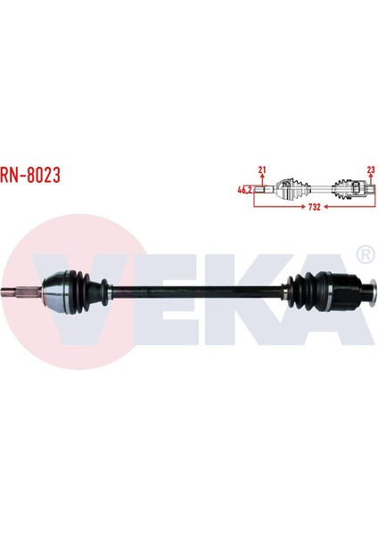 Komple Aks Sag Ön Renault R19 1.4 Uzunluk 738,8MM 1988-2001