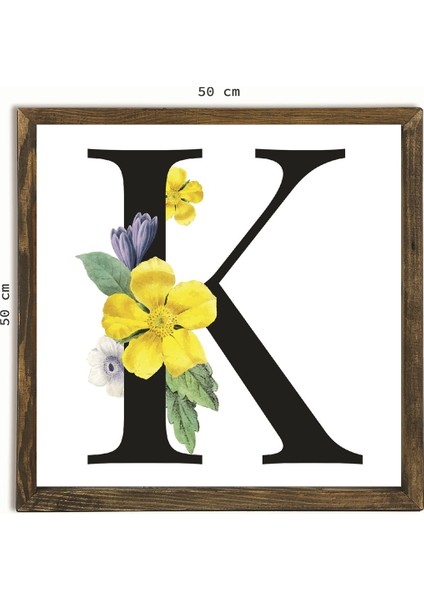 Masif Çerçeveli K Harfi Sanatsal Baskılı Tablo modelleri