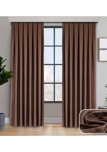 ABM Dekor Blackout Karartma Güneşlik Perde Camel Renk Pilesiz (Düz Dikim) fiyatları