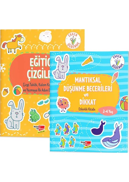 2-4 Yaş Mantıksal Düşünme Becerileri ve Dikkat Etkinlik Kitabı – Eğitici Çizgiler 2’li Set ()