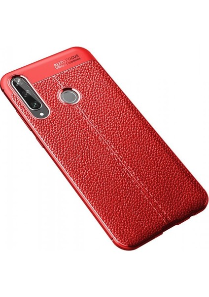 Huawei Y6P Kılıf Niss Derili Silikon Kırmızı