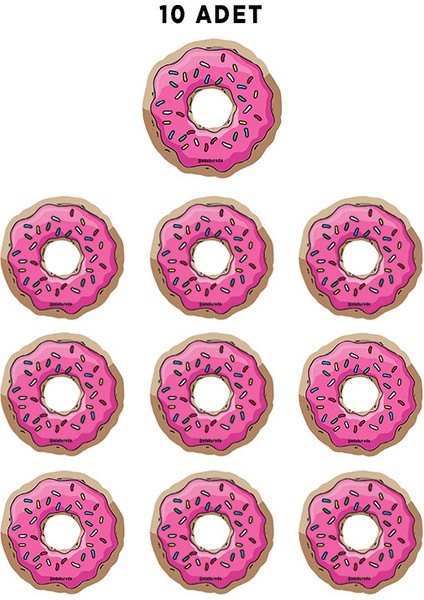 10'lu Paket Donut Tasarımlı Dekoratif Oto Kokusu ve Aksesuarı