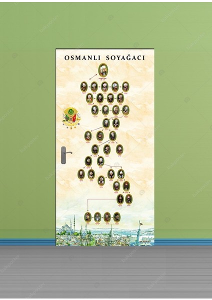 Osmanlı Soyağacı Kapı Giydirme 100X200 cm - Folyo