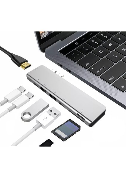 Macbook Pro Type-C Çoğaltıcı 7 In 1 Sd USB Hdmı Çevirici Hub