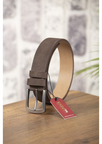 4 cm Kahve Nubuk Orijinal Deri Kemer