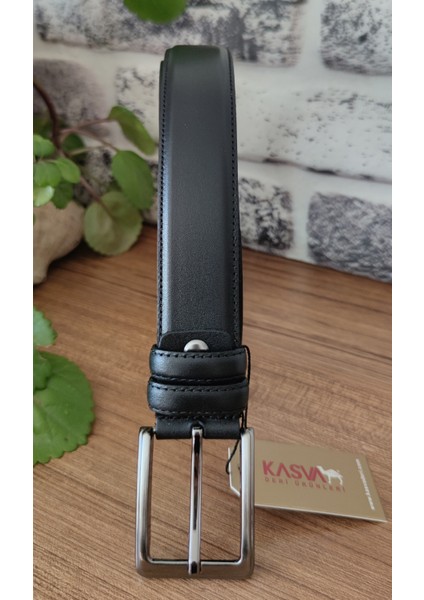 3.5 cm Klasik Siyah Battal Orijinal Vidala Deri