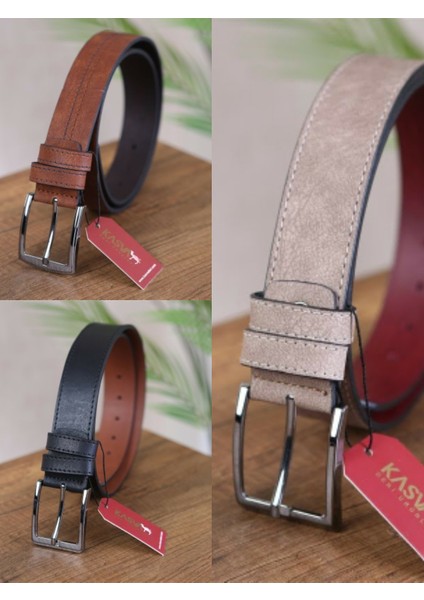 3 Adet 4 cm Nubuk Suni Kemer