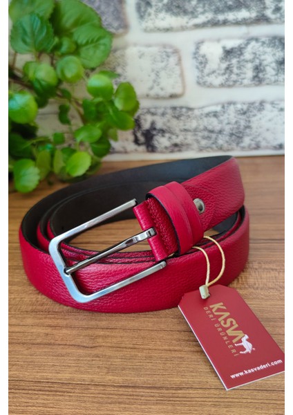 3.5 cm Kırmızı Orijinal Deri Kemer modelleri