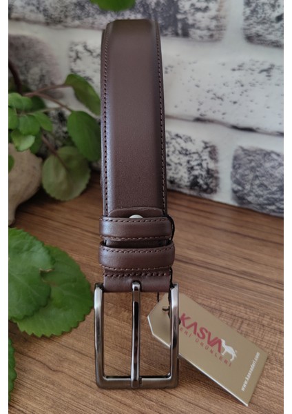 3.5 cm Klasik Kahve Alt Nubuk Orijinal Vidala Deri