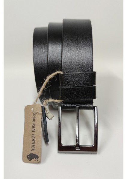 4 cm Battal Boy Siyah Orijinal Deri Kemer