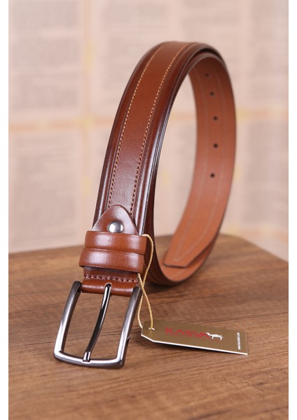 3.5 cm Fındık Desenli Deri Kemer