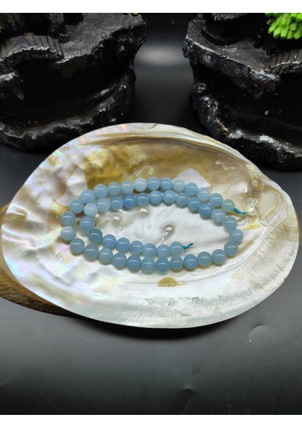 Akuamarin Doğal Taş Dizisi (8mm) (Sertifikalı)