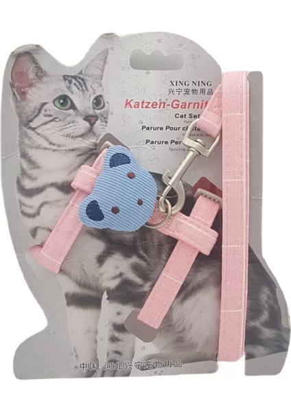 Kedi Küçük Irk Köpek Göğüs Tasması Uzatmalı Ayıcık Desenli