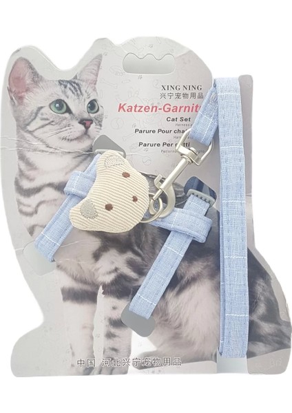 Kedi Küçük Irk Köpek Göğüs Tasması Uzatmalı Ayıcık Desenli