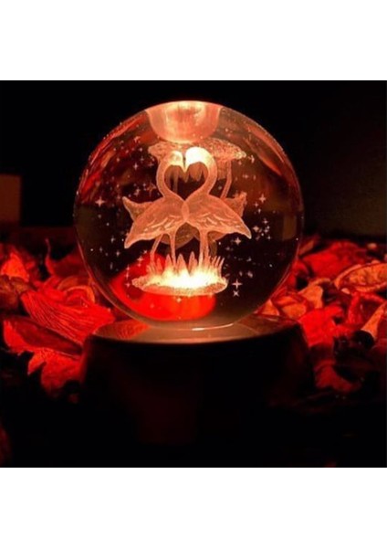 Dekoratif Renk Değiştiren Flamingo Temalı Işıklı Cam Küre 8cm*6cm modelleri