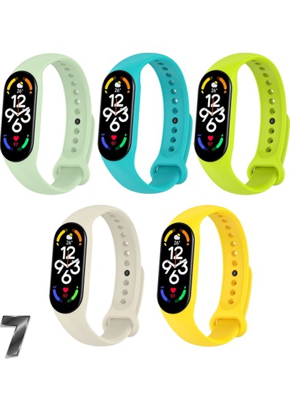 Xiaomi Mi Band 7 Uyumlu Silikon Kordon Seti 5li