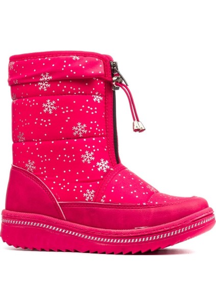 Kaymaz Taban Fermuarlı Kız Çocuk Suya Dayanıklı Kürklü Termal Kar Botu