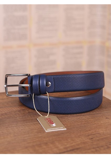 3.5 cm Lacivert Desenli Deri Kemer fiyatları