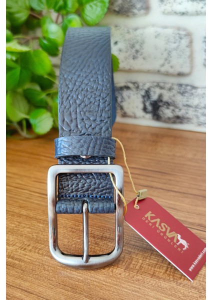 4 cm Lacivert Deri Kemer