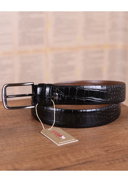 3.5 cm Siyah Krokodil Deri Kemer fiyatları