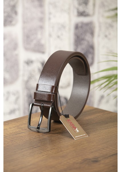 4.5 cm Kahverengi Manda Deri Spor Kemer