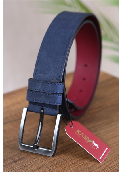 4.5 cm Lacivert Dikişli Düz Suni Spor Kemer