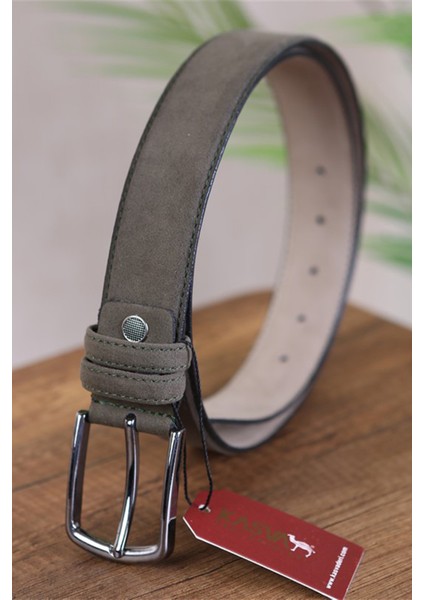 3.5 cm Yeşil Süet Suni Klasik Kemer