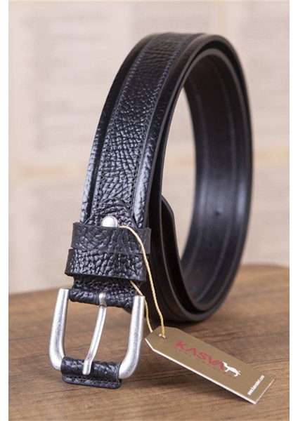 4 cm Siyah Deri Spor Kemer