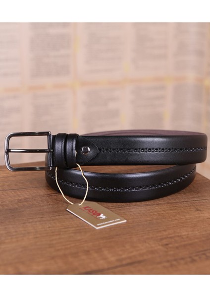 3.5 cm Siyah Desenli Deri Kemer fiyatları
